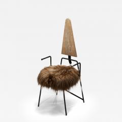 Rach Finazzi Geometric Dining Chair with Sheepskin Seat by Rach Finazzi Italy 1980s - 4746525