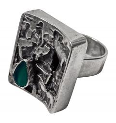 Rachel Gera Rachel Gera abstract brutalist Modernist Sterling Ring Israel C 1975  - 3363683