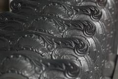 Radiator with plate warmer with floral decoration in cast iron - 1467246