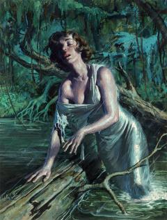 Rafael DeSoto Pulp Magazine Sexy Woman in a Swamp Storm Hispanic Artist Mid Century - 2521504