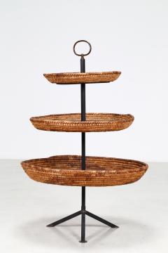 Raffaella Crespi Etagere in lacquered iron and rattan 60s - 882193