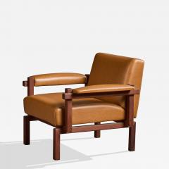 Raffaella Crespi Lounge Chair with Walnut and Vinyl Italy 1960s - 4771700