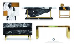 Railis Kotlevs Contemporary Deimos Sideboard Credenza in Marble Ash Brass by Railis - 2317273