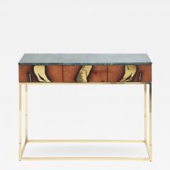 Railis Kotlevs Contemporary Oxara Console Table with Oak Veneer in Brass Marble - 2420881