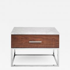 Railis Kotlevs Mid Century Modern Akureyri Bedside table in Walnut Stainless steel and Marble - 2388776