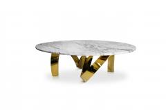 Railis Kotlevs Modern Oval Apate Coffee Table in Marble Gold Plated by Railis Design  - 2292746