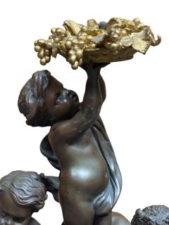 Raingo Fr res MAGNIFICENT THREE CHERUB 19TH CENTURY FRENCH DARK DORE BRONZE MARBLE CLOCK - 4495629