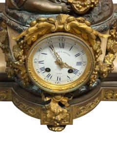 Raingo Fr res MAGNIFICENT THREE CHERUB 19TH CENTURY FRENCH DARK DORE BRONZE MARBLE CLOCK - 4495631