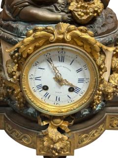Raingo Fr res MAGNIFICENT THREE CHERUB 19TH CENTURY FRENCH DARK DORE BRONZE MARBLE CLOCK - 4495632