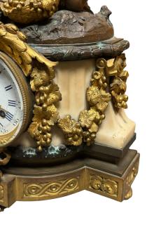 Raingo Fr res MAGNIFICENT THREE CHERUB 19TH CENTURY FRENCH DARK DORE BRONZE MARBLE CLOCK - 4495633