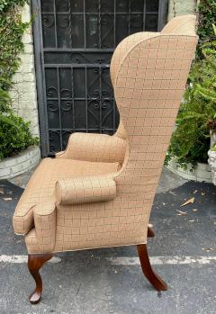 Ralph Lauren Style Beige Plaid Wingback Arm Chair - 2199710