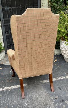 Ralph Lauren Style Beige Plaid Wingback Arm Chair - 2199712