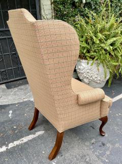 Ralph Lauren Style Beige Plaid Wingback Arm Chair - 2199715