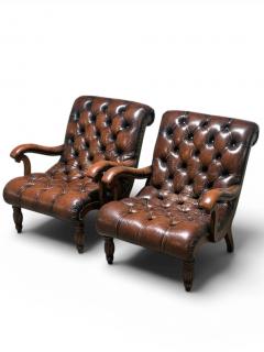 Ralph Lauren Style Leather Lounge Chairs and Ottoman Late 20th C  - 4619261