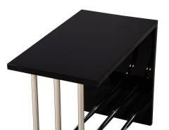 Ralph Lauren Tubular Polished Stainless Steel Black Lacquer End Table - 1998003