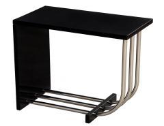 Ralph Lauren Tubular Polished Stainless Steel Black Lacquer End Table - 1998005
