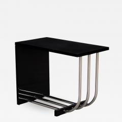 Ralph Lauren Tubular Polished Stainless Steel Black Lacquer End Table - 2002249