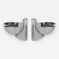 Rambusch Streamline Art Deco Pair of Rambusch Wall Sconces in Nickel - 303480