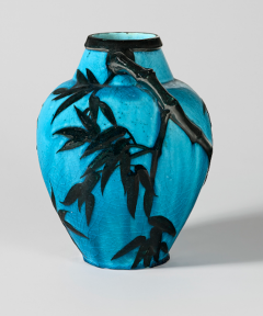 Raoul Lachenal Glazed Blue Egypt Ceramic Bamboo Vase by Raoul Lachenal - 4384732