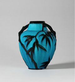 Raoul Lachenal Glazed Blue Egypt Ceramic Bamboo Vase by Raoul Lachenal - 4384733