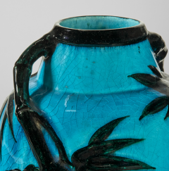 Raoul Lachenal Glazed Blue Egypt Ceramic Bamboo Vase by Raoul Lachenal - 4384736