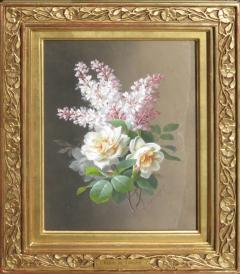 Raoul Maucherat de Longpre Orange Roses and Lilac Posy  - 947609