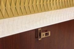 Raphael Mid Century French Modern Mahogany Bronze and Brass Bar Cabinet - 4161564