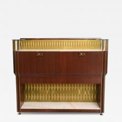 Raphael Mid Century French Modern Mahogany Bronze and Brass Bar Cabinet - 4164625
