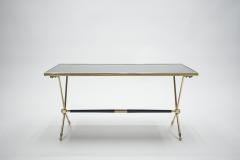 Raphael Raffel French Neoclassical Rapha l brass and opaline coffee table 1960s - 989314