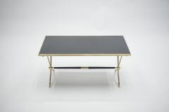 Raphael Raffel French Neoclassical Rapha l brass and opaline coffee table 1960s - 989315