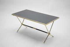 Raphael Raffel French Neoclassical Rapha l brass and opaline coffee table 1960s - 989321