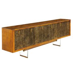 Raphael Raffel Raphael Important Lacquered Credenza With Textured Bronze Doors 1960s - 2137217