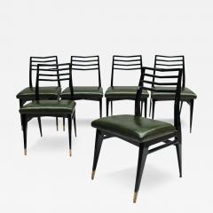 Raphael Raffel Set of 6 Fine French 1950s Dining Chairs by Raphael - 3957353