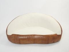 Raphael Raffel Set of two croissant sofas by Raphael Raffel leather and boucl 1970s - 2674425