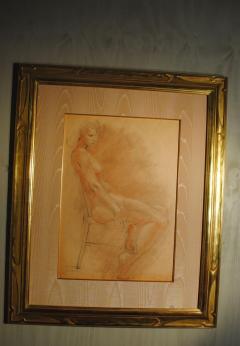 Raphael Soyer Drawing and Gouache of Large Nude signed - 929187