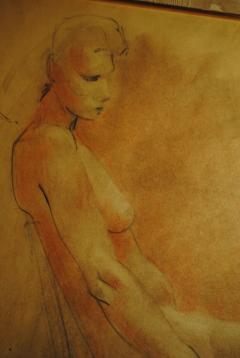 Raphael Soyer Drawing and Gouache of Large Nude signed - 929189