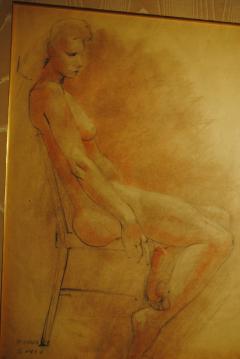 Raphael Soyer Drawing and Gouache of Large Nude signed - 929192