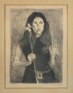 Raphael Soyer Raphael Soyer Girl Holding Flower Lithograph Signed - 2873463