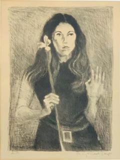 Raphael Soyer Raphael Soyer Girl Holding Flower Lithograph Signed - 2878091