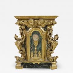 Rare 17th Century Italian Baroque Antique Tabernacle in Carved and Gilded Wood - 2286810