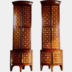 Rare 18th Century Dutch Corner Cabinets Pair Inlaid Marquetry Monumental - 2221090