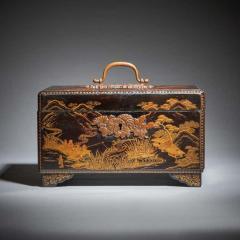 Rare 18th Century George III Lacquer Tea Caddy with Original Lacquer Canisters - 3953392