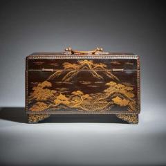 Rare 18th Century George III Lacquer Tea Caddy with Original Lacquer Canisters - 3953395