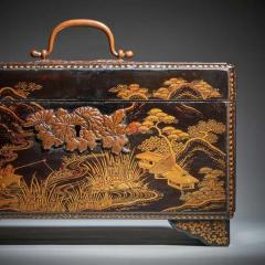 Rare 18th Century George III Lacquer Tea Caddy with Original Lacquer Canisters - 3953396