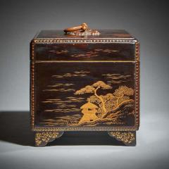 Rare 18th Century George III Lacquer Tea Caddy with Original Lacquer Canisters - 3953397