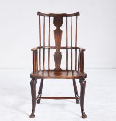 Rare 18th c English Cabriole Leg Fan Back Windsor Armchair - 4687059