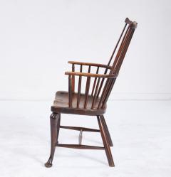 Rare 18th c English Cabriole Leg Fan Back Windsor Armchair - 4687062
