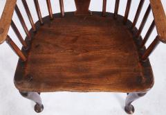 Rare 18th c English Cabriole Leg Fan Back Windsor Armchair - 4687065