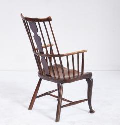 Rare 18th c English Cabriole Leg Fan Back Windsor Armchair - 4687071