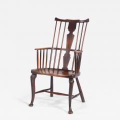 Rare 18th c English Cabriole Leg Fan Back Windsor Armchair - 4688916